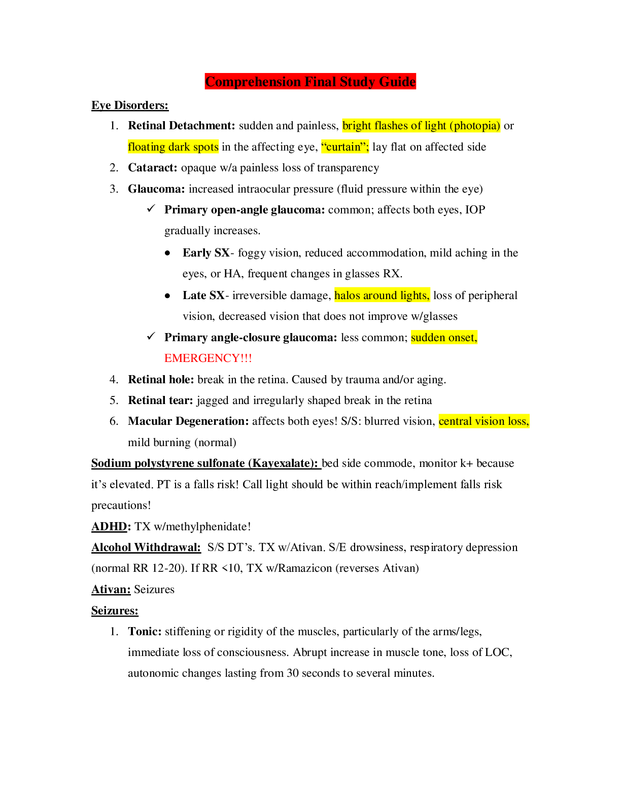 Preview of NSG 280 Comprehension Final Study Guide (Latest Version 2021)